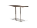 Table haute design MAMBO BAR en bois finition Noyer avec pied en métal brossé - 150x70 cm