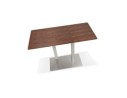 Table haute design MAMBO BAR en bois finition Noyer avec pied en métal brossé - 150x70 cm