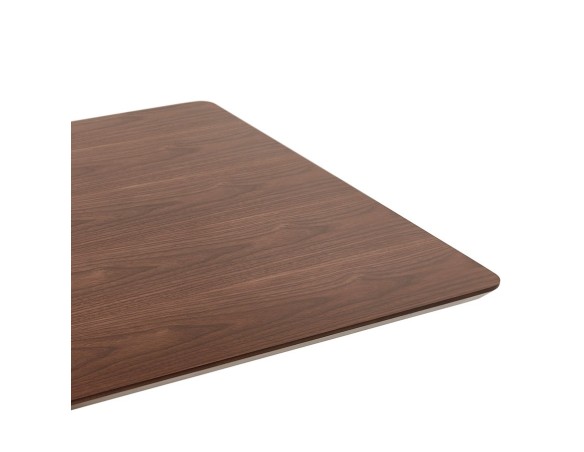Table haute design MAMBO BAR en bois finition Noyer avec pied en métal brossé - 150x70 cm