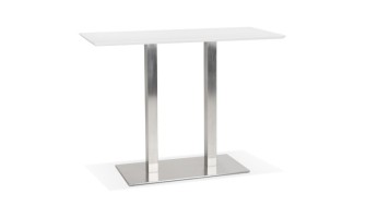 BT00690WH 5420072092447 Table haute design MAMBO BAR blanche avec pied en métal brossé - 150x70 cm