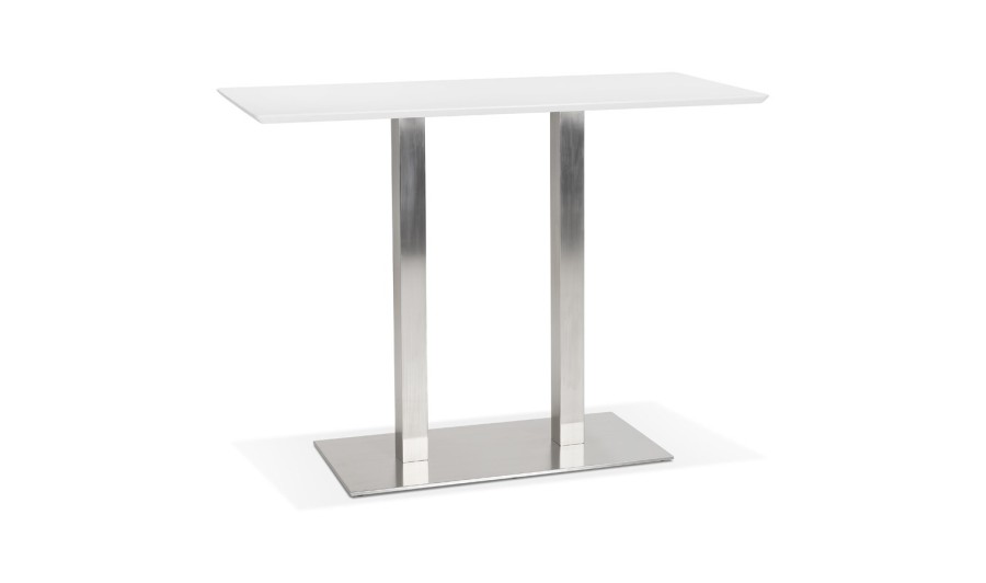 BT00690WH 5420072092447 Table haute design MAMBO BAR blanche avec pied en métal brossé - 150x70 cm BT00690WH 5420072092447 Table haute design MAMBO BAR blanche avec pied en métal brossé - 150x70 cm