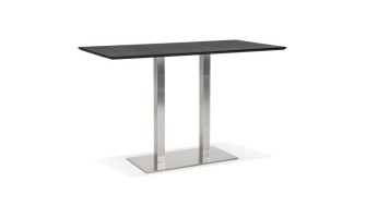 BT00700BL 5420072092461 Table haute design MAMBO BAR noire avec pied en métal brossé - 180x90 cm