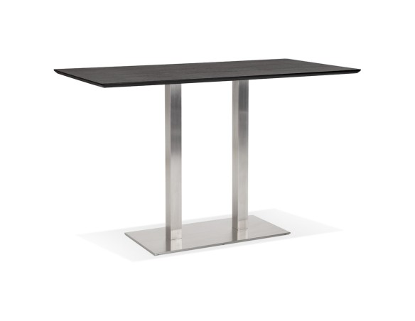 BT00700BL 5420072092461 Table haute design MAMBO BAR noire avec pied en métal brossé - 180x90 cm