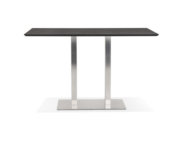 Table haute design MAMBO BAR noire avec pied en métal brossé - 180x90 cm