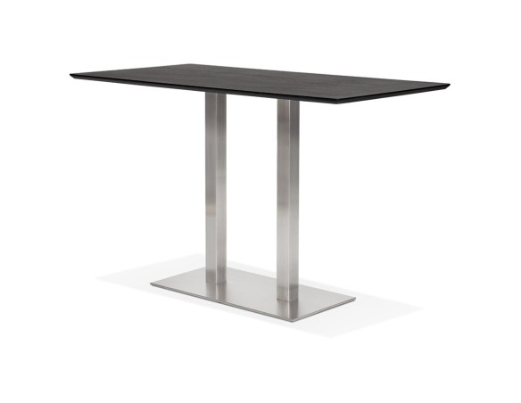 Table haute design MAMBO BAR noire avec pied en métal brossé - 180x90 cm