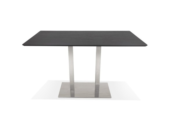 Table haute design MAMBO BAR noire avec pied en métal brossé - 180x90 cm