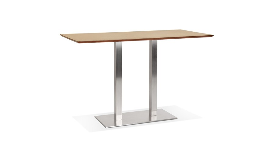 BT00710NA 5420072092485 Table haute design MAMBO BAR en bois finition naturelle avec pied en métal brossé - 180x90 cm