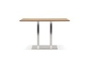 Table haute design MAMBO BAR en bois finition naturelle avec pied en métal brossé - 180x90 cm