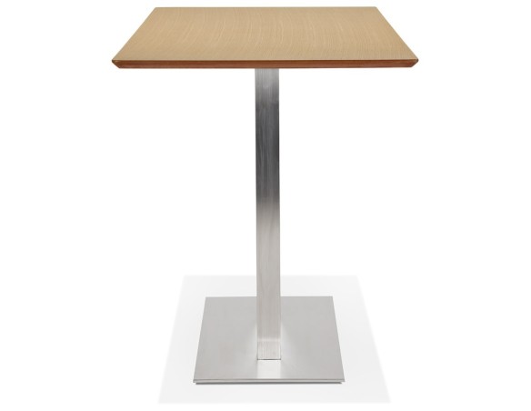 Table haute design MAMBO BAR en bois finition naturelle avec pied en métal brossé - 180x90 cm