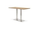 Table haute design MAMBO BAR en bois finition naturelle avec pied en métal brossé - 180x90 cm
