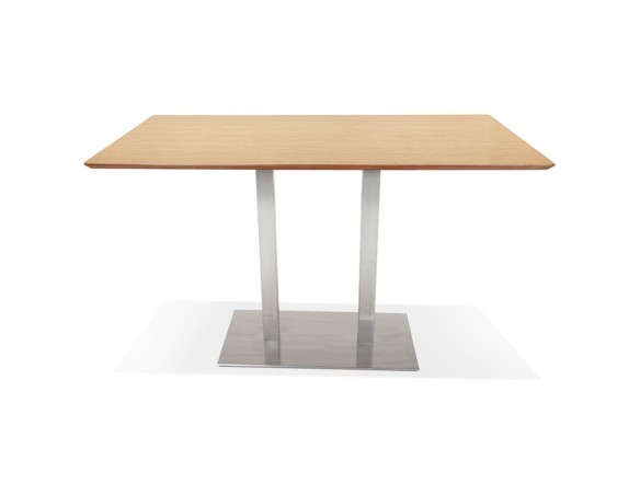 Table haute design MAMBO BAR en bois finition naturelle avec pied en métal brossé - 180x90 cm