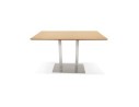 Table haute design MAMBO BAR en bois finition naturelle avec pied en métal brossé - 180x90 cm