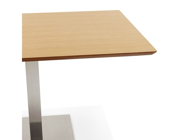 Table haute design MAMBO BAR en bois finition naturelle avec pied en métal brossé - 180x90 cm