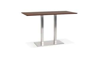 BT00720WA 5420072092508 Table haute design MAMBO BAR en bois finition Noyer avec pied en métal brossé - 180x90 cm