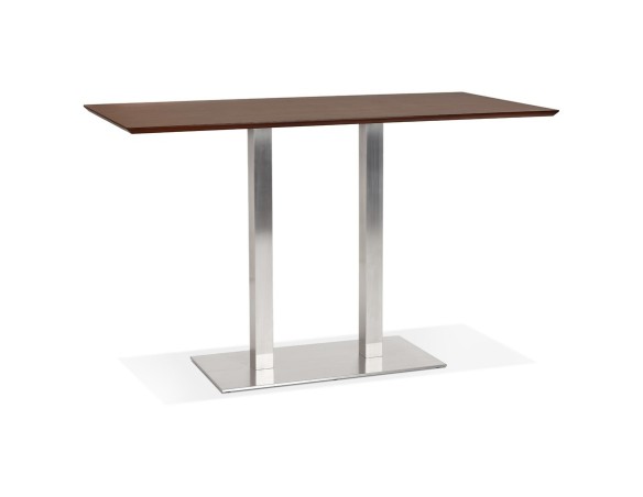 BT00720WA 5420072092508 Table haute design MAMBO BAR en bois finition Noyer avec pied en métal brossé - 180x90 cm