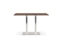 Table haute design MAMBO BAR en bois finition Noyer avec pied en métal brossé - 180x90 cm