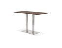 Table haute design MAMBO BAR en bois finition Noyer avec pied en métal brossé - 180x90 cm