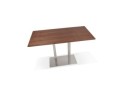 Table haute design MAMBO BAR en bois finition Noyer avec pied en métal brossé - 180x90 cm
