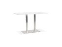 BT00730WH 5420072092522 Table haute design MAMBO BAR blanche avec pied en métal brossé - 180x90 cm