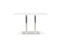 Table haute design MAMBO BAR blanche avec pied en métal brossé - 180x90 cm