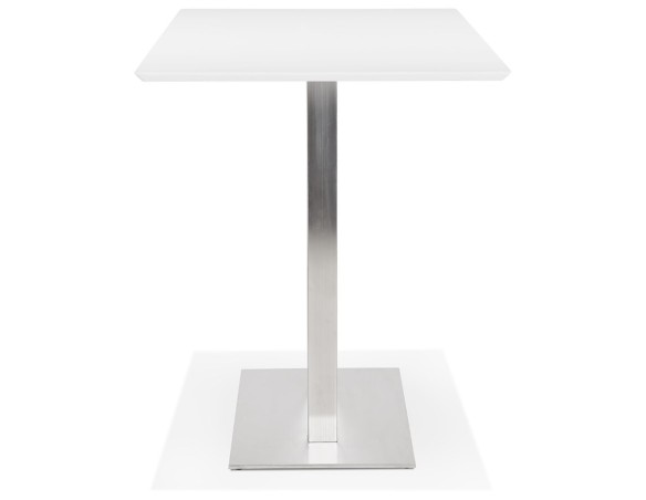 Table haute design MAMBO BAR blanche avec pied en métal brossé - 180x90 cm