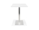 Table haute design MAMBO BAR blanche avec pied en métal brossé - 180x90 cm