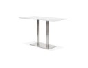 Table haute design MAMBO BAR blanche avec pied en métal brossé - 180x90 cm