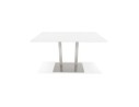 Table haute design MAMBO BAR blanche avec pied en métal brossé - 180x90 cm