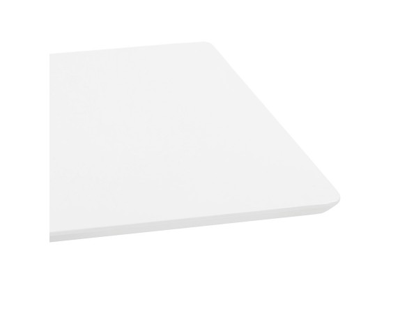 Table haute design MAMBO BAR blanche avec pied en métal brossé - 180x90 cm