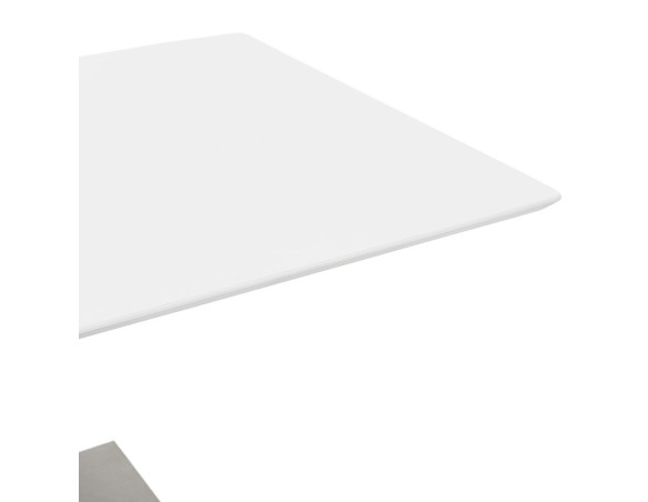 Table haute design MAMBO BAR blanche avec pied en métal brossé - 180x90 cm