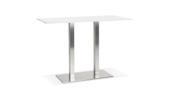 BT00740WH 5420072092546 Mange-debout design DENVER BAR blanc avec pied en métal brossé - 160x80 cm