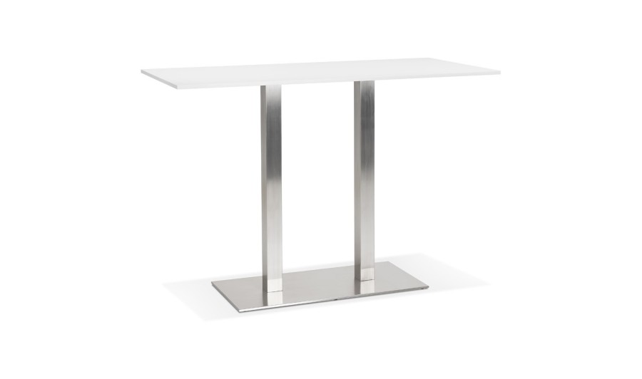 BT00740WH 5420072092546 Mange-debout design DENVER BAR blanc avec pied en métal brossé - 160x80 cm BT00740WH 5420072092546 Mange-debout design DENVER BAR blanc avec pied en métal brossé - 160x80 cm