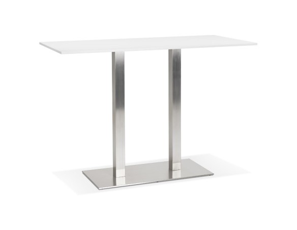 BT00740WH 5420072092546 Mange-debout design DENVER BAR blanc avec pied en métal brossé - 160x80 cm