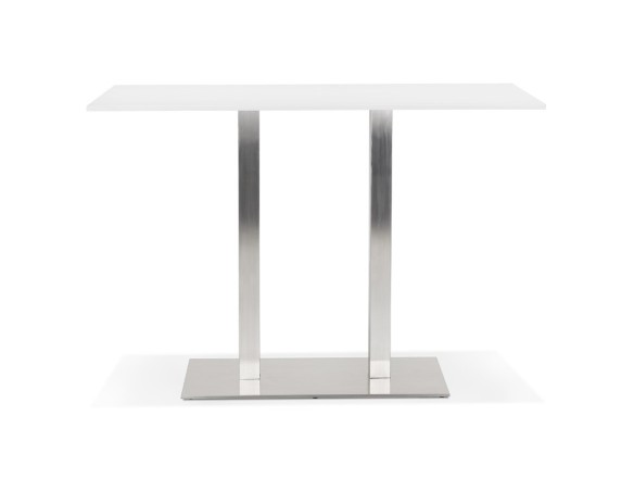 Mange-debout design DENVER BAR blanc avec pied en métal brossé - 160x80 cm