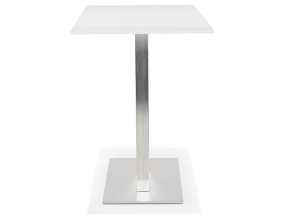 Mange-debout design DENVER BAR blanc avec pied en métal brossé - 160x80 cm