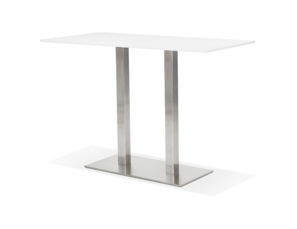 Mange-debout design DENVER BAR blanc avec pied en métal brossé - 160x80 cm