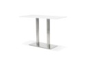 Mange-debout design DENVER BAR blanc avec pied en métal brossé - 160x80 cm