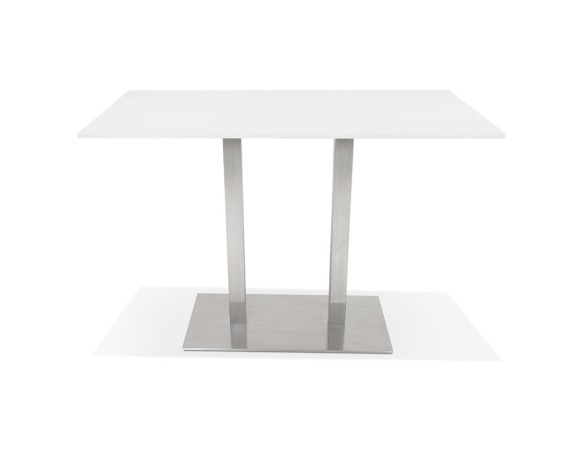 Mange-debout design DENVER BAR blanc avec pied en métal brossé - 160x80 cm