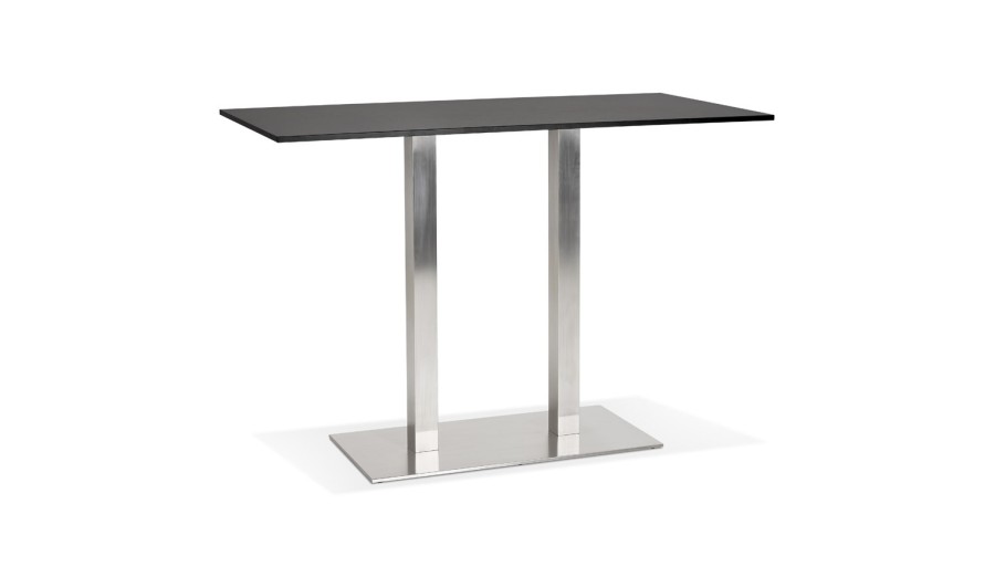 BT00750BL 5420072092560 Mange-debout design DENVER BAR noir avec pied en métal brossé - 160x80 cm