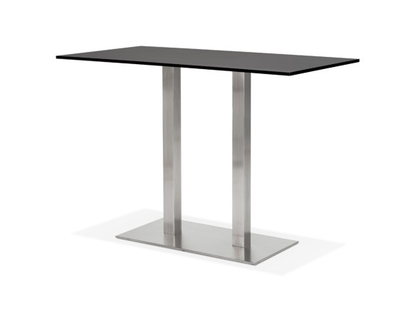 Mange-debout design DENVER BAR noir avec pied en métal brossé - 160x80 cm