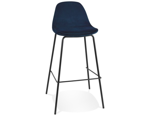 BS06440BUBL 5404028337462 Tabouret de bar FENTON en velours bleu et pied en métal noir