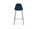 Tabouret de bar FENTON en velours bleu et pied en métal noir