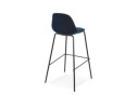 Tabouret de bar FENTON en velours bleu et pied en métal noir