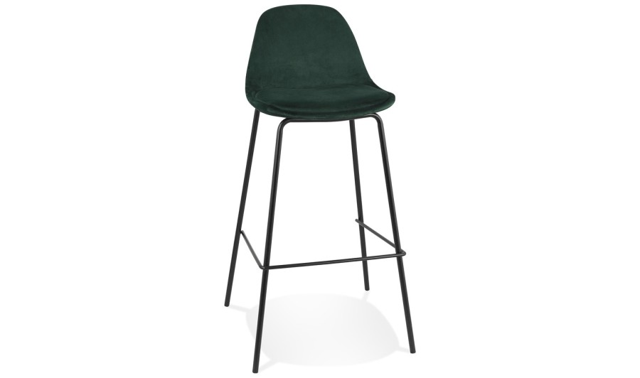 BS06450GEBL 5404028337486 Tabouret de bar FENTON en velours vert et pied en métal noir