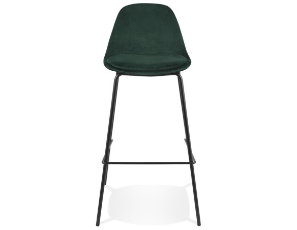 Tabouret de bar FENTON en velours vert et pied en métal noir