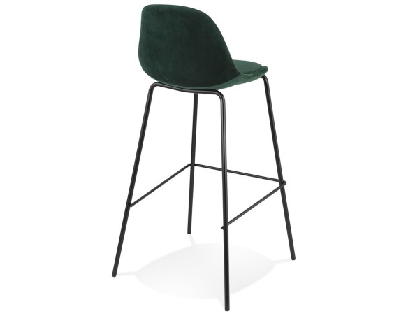 Tabouret de bar FENTON en velours vert et pied en métal noir