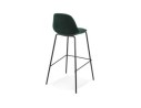 Tabouret de bar FENTON en velours vert et pied en métal noir