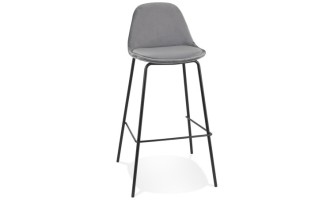 BS06460GRBL 5404028337509 Tabouret de bar FENTON en velours gris et pied en métal noir