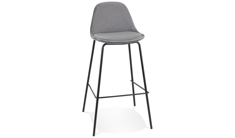 BS06460GRBL 5404028337509 Tabouret de bar FENTON en velours gris et pied en métal noir