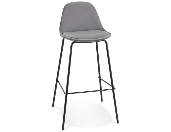 BS06460GRBL 5404028337509 Tabouret de bar FENTON en velours gris et pied en métal noir